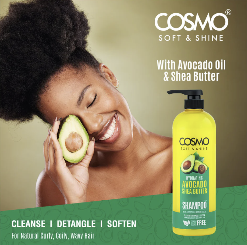 WHOLE SALE (12 PER CARTON)  SHAMPOO 1000ML AVOCADO & SHEA BUTTER (SOFT & SHINE) (COSMO SERIES) [COM33103426] 12 ITEMS PER CARTON